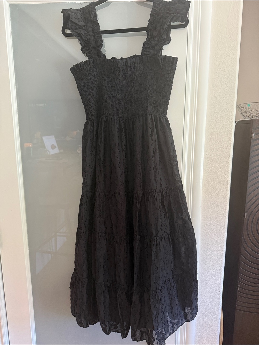 Hill House Black Lace Smocked Midi Dress